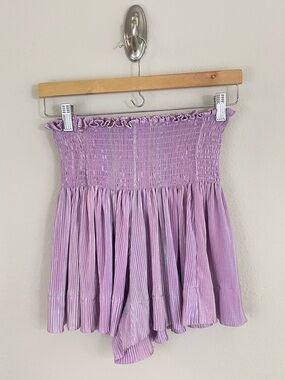 Queen of Sparkles Smocked Waist Lilac Mini Shorts Size XS